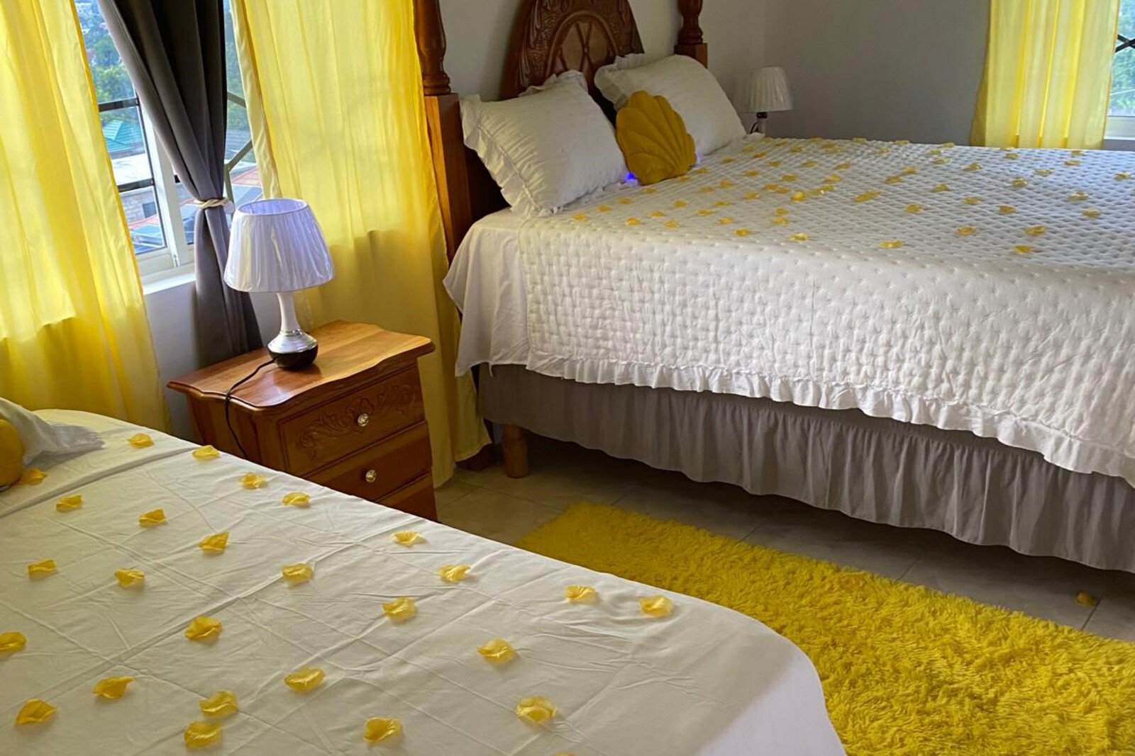 Luxury Jamaican villa with private pool and a vibrant, color-themed master suite.